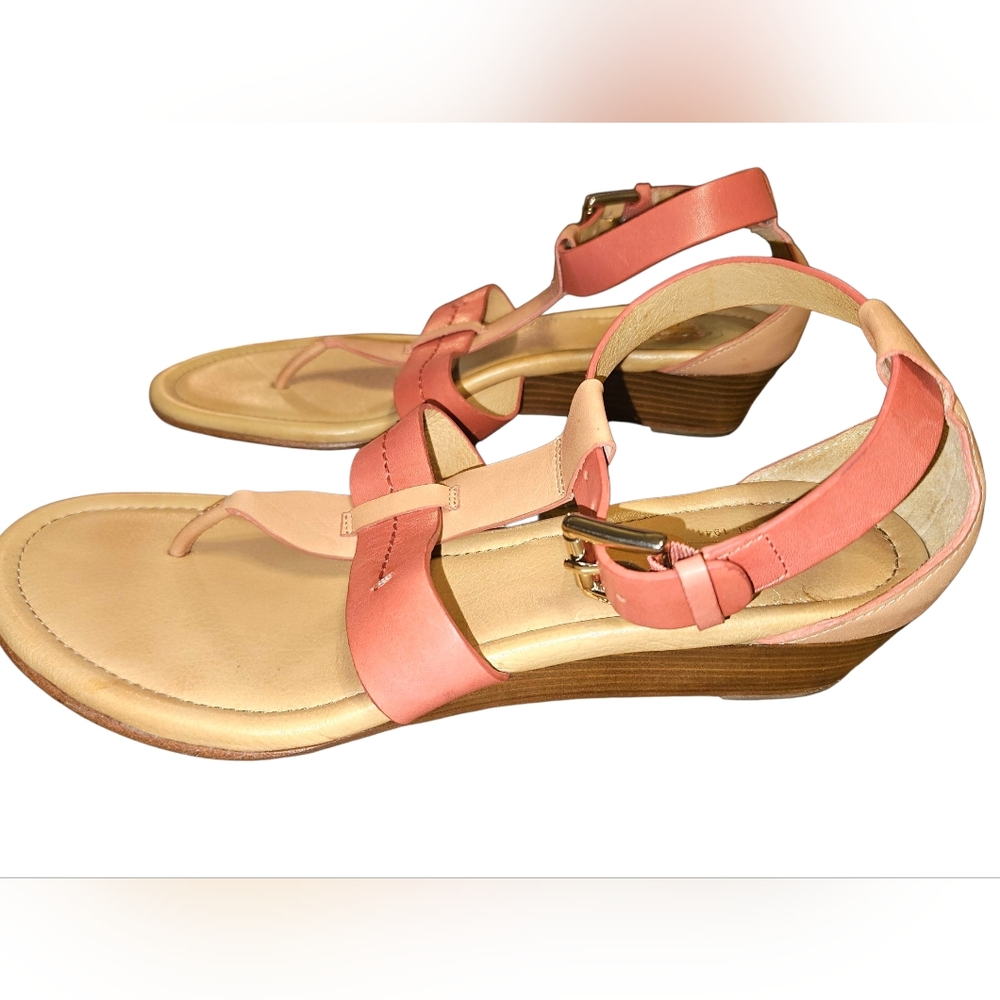 Tan and Coral Coach Sandals Women's Size 8